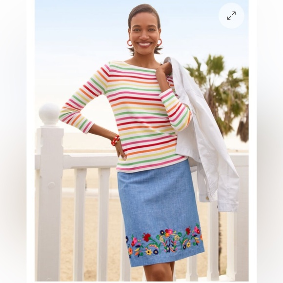 Talbots Embroidered Linen A-Line Skirt Size 8 - Picture 11 of 11